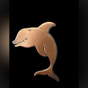Vintage Bronze Tone Dolphin Brooch Pin | Nautical Ocean Jewelry